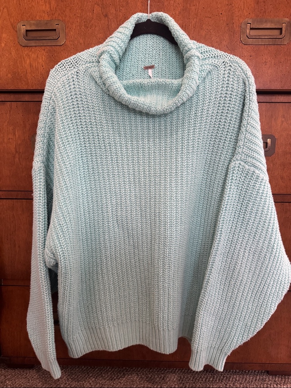 Free People Soft Mint Cowl Neck Sweater